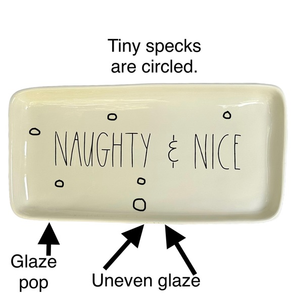 Rae Dunn Christmas Platter NAUGHTY & NICE White Black Long Letters NWT 2017 OG - Picture 5 of 16